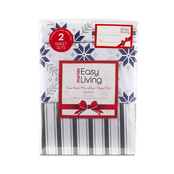 2 SETS XMAS SHEETS Two-Pack NEW Easy Living Holiday Microfiber Sheet Set - Picture 10 of 17